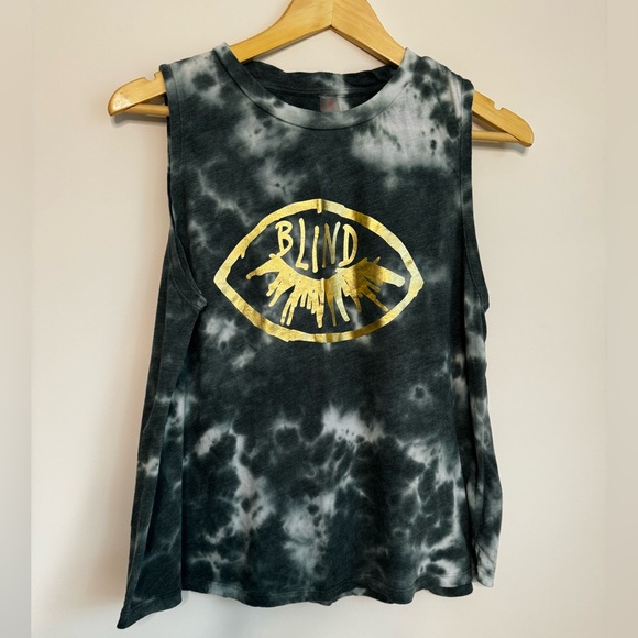 Betsey Johnson Tops - Tie Dye Betsy Johnson Tank Top with gold print